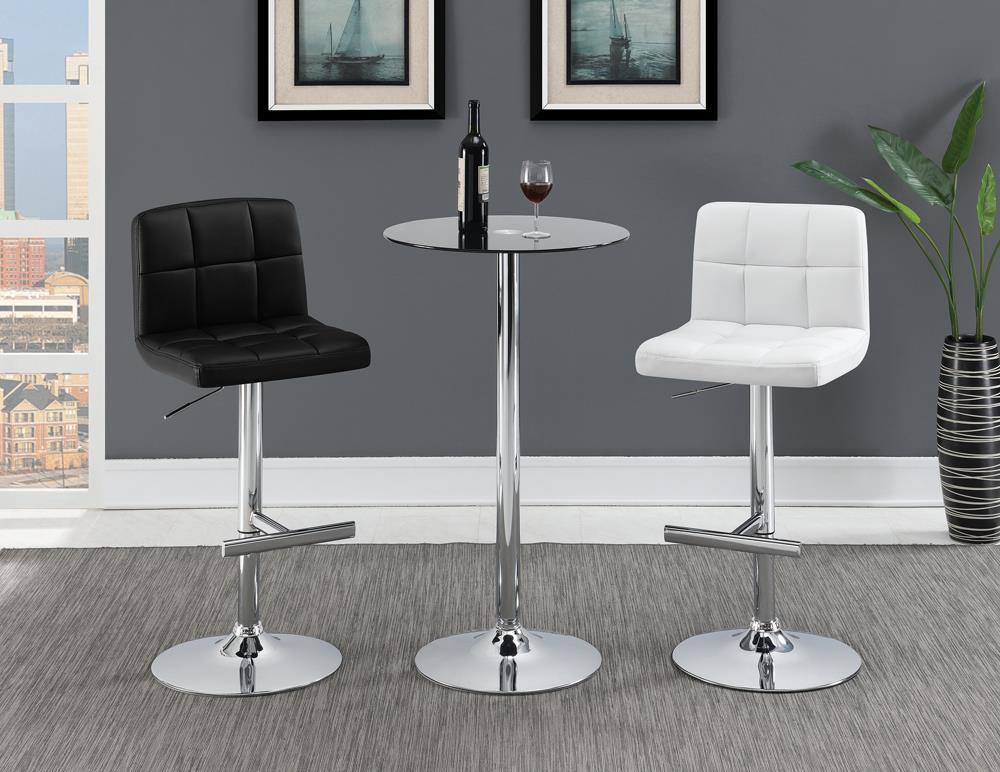 Lenny Adjustable Bar Stools Chrome And Black (Set Of 2)