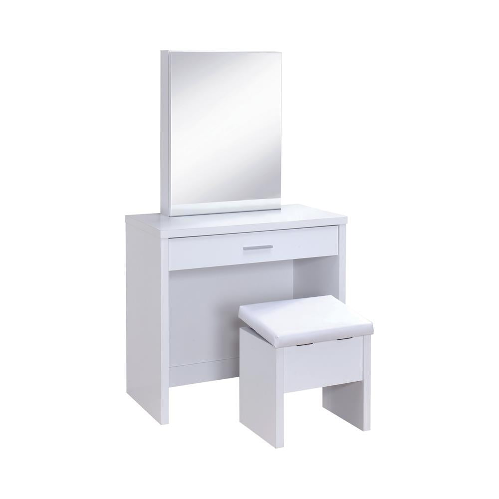 Harvey 2-Piece Vanity Set With Lift-Top Stool White