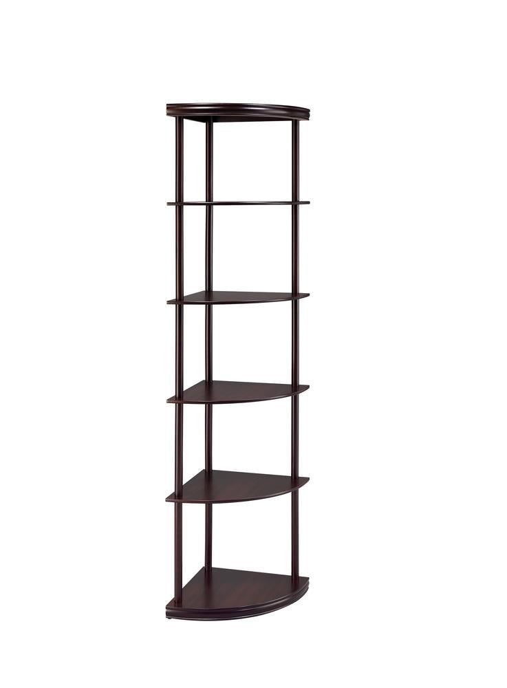 Bonwick 5-Shelf Corner Bookshelf Cappuccino