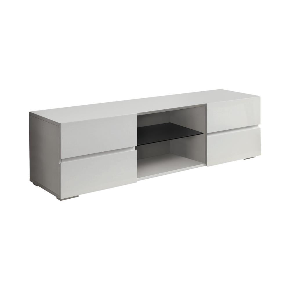 Galvin 4-Drawer Tv Console Glossy White