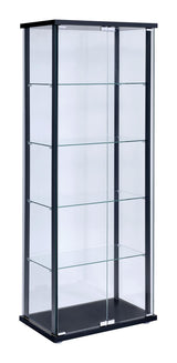 Delphinium 5-Shelf Glass Curio Cabinet Black And Clear