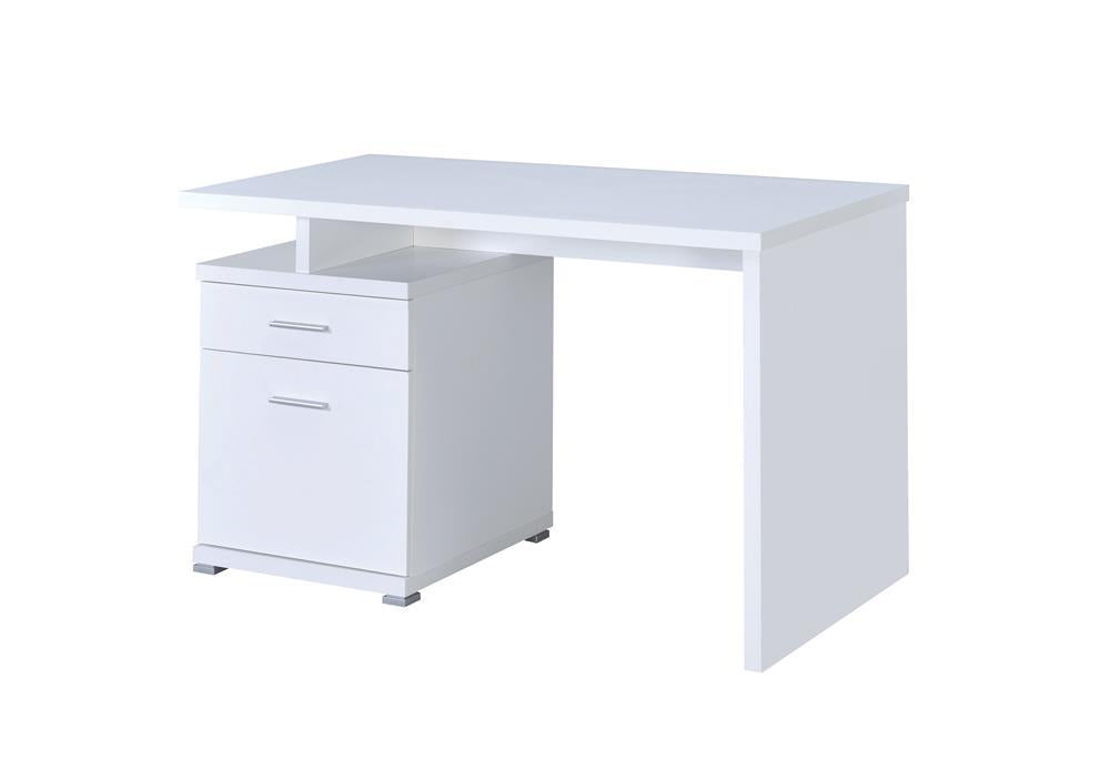 Irving 2-Drawer Office Desk With Cabinet White