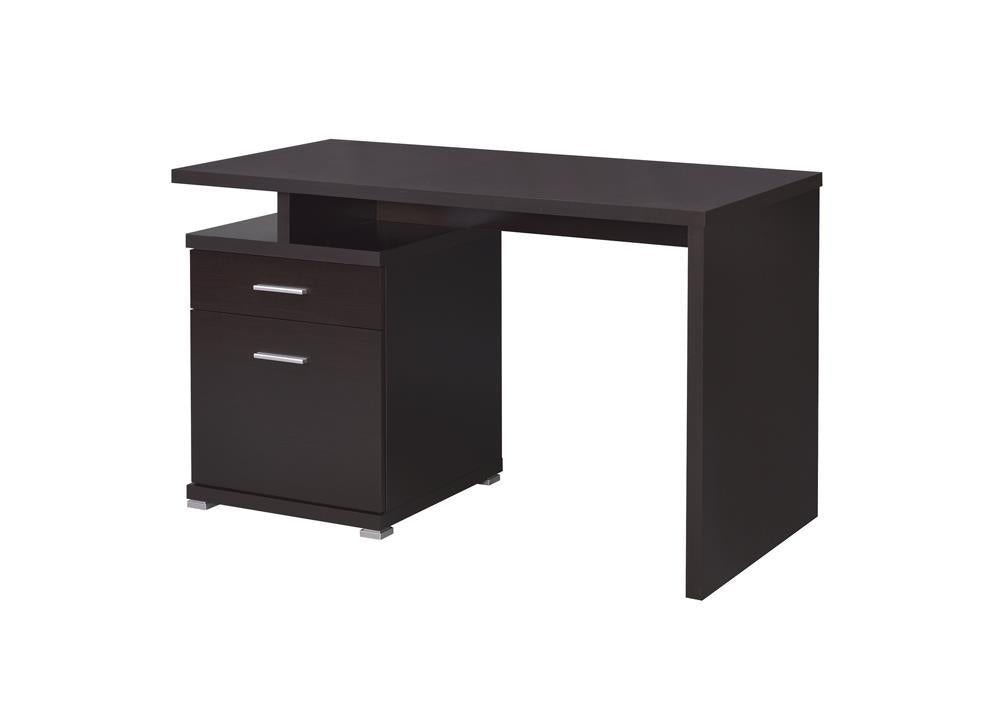 Irving 2-Drawer Office Desk With Cabinet Cappuccino