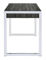 Wallice 2-Drawer Writing Desk Weathered Grey And Chrome