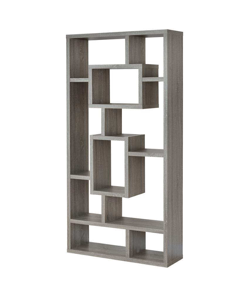 Howie 10-Shelf Bookcase Weathered Grey