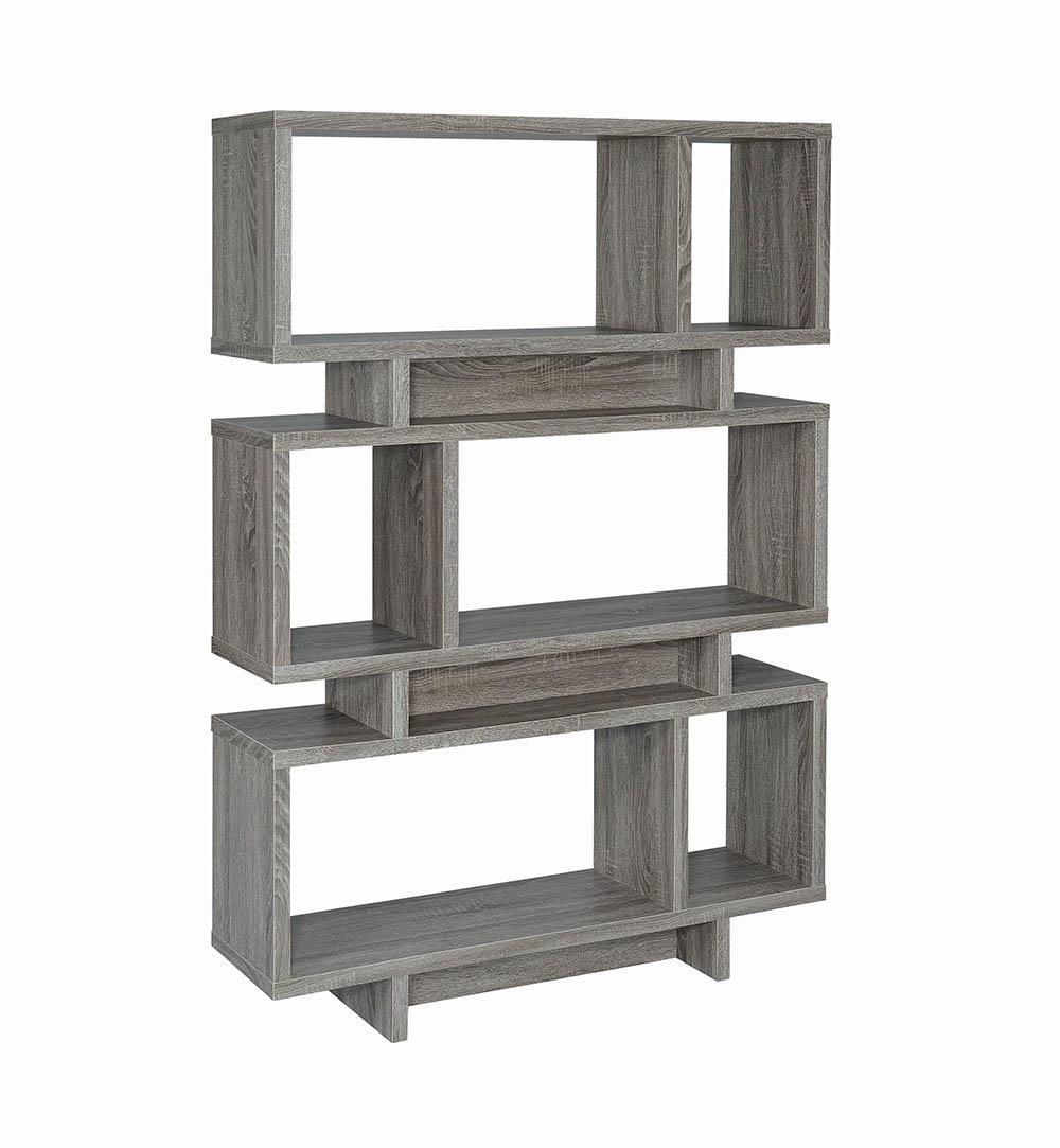 Reid 3-Tier Geometric Bookcase Weathered Grey