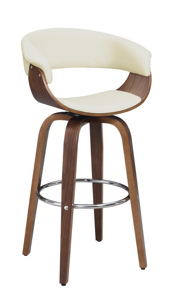 Zion Upholstered Swivel Bar Stool Walnut And Ecru