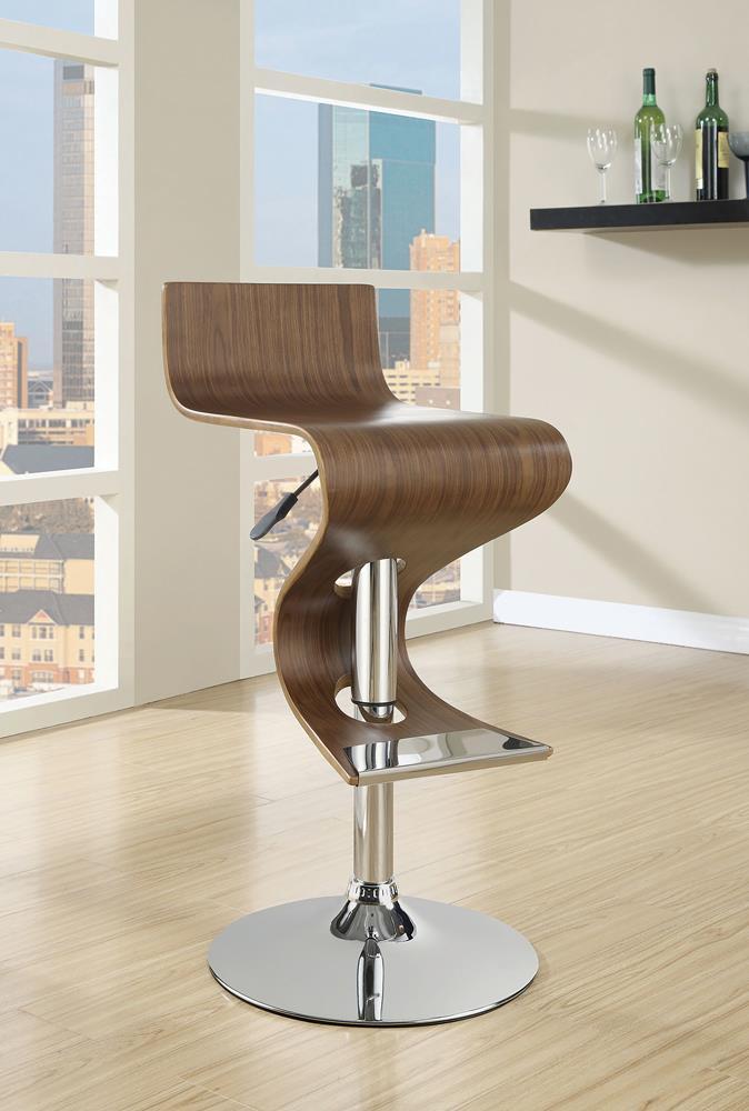 Covina Adjustable Bar Stool Walnut And Chrome