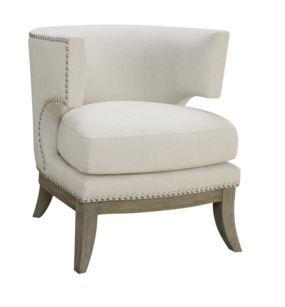 Jordan Dominic Barrel Back Accent Chair White And Weathered Grey