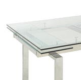 Wexford Glass Top Dining Table With Extension Leaves Chrome