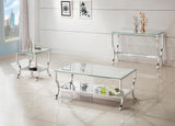 Saide Rectangular Coffee Table With Mirrored Shelf Chrome