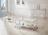 Saide Rectangular Sofa Table With Mirrored Shelf Chrome