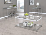 Anne End Table With Lower Shelf Chrome And Clear