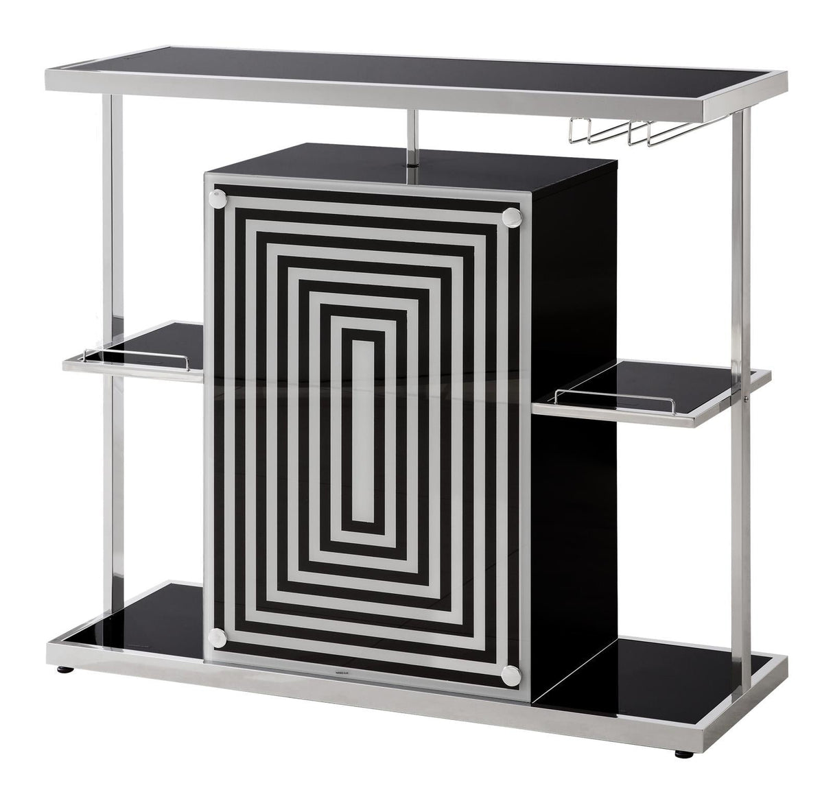 Zinnia 2-Tier Bar Unit Glossy Black And White