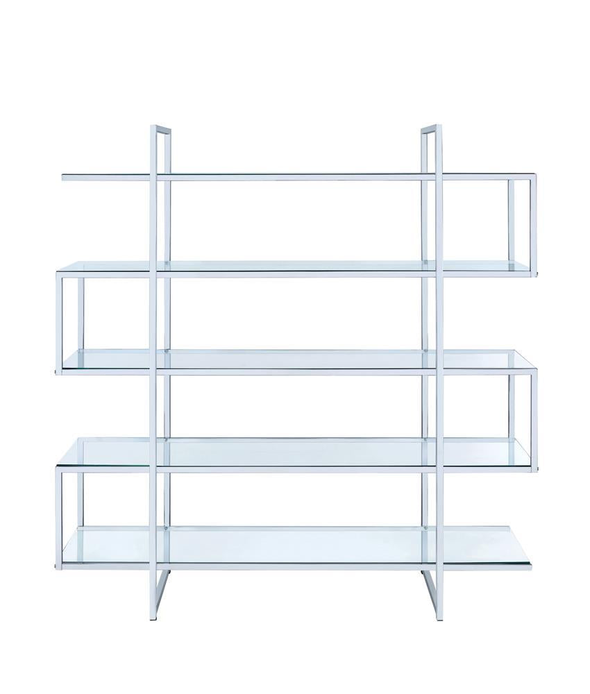 Elmer 5-Shelf Bookcase Chrome And Clear