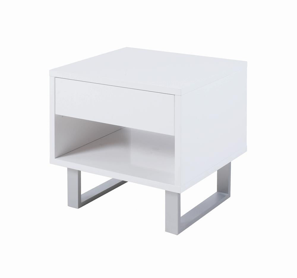 Atchison 1-Drawer End Table High Glossy White