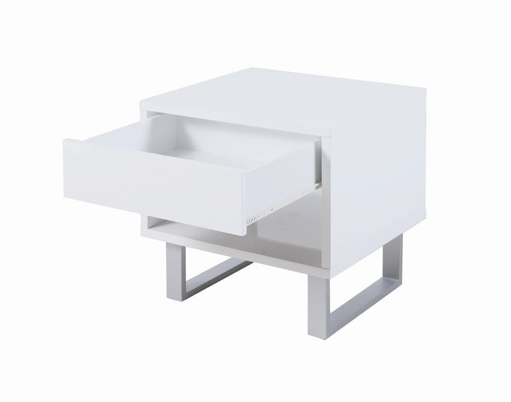 Atchison 1-Drawer End Table High Glossy White