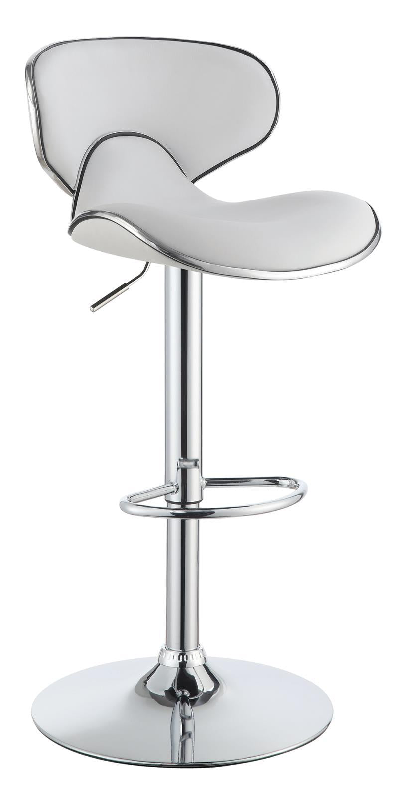 Edenton Upholstered Adjustable Height Bar Stools White And Chrome (Set Of 2)