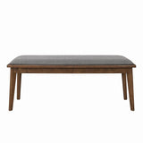 Alfredo Upholstered Dining Bench Grey And Natural Walnut