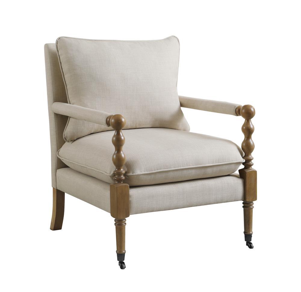 Dempsy Upholstered Accent Chair With Casters Beige