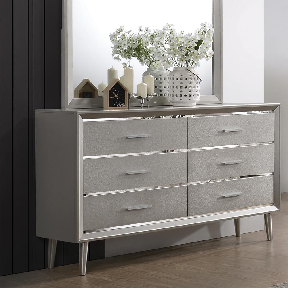 Ramon 6-Drawer Dresser Metallic Sterling