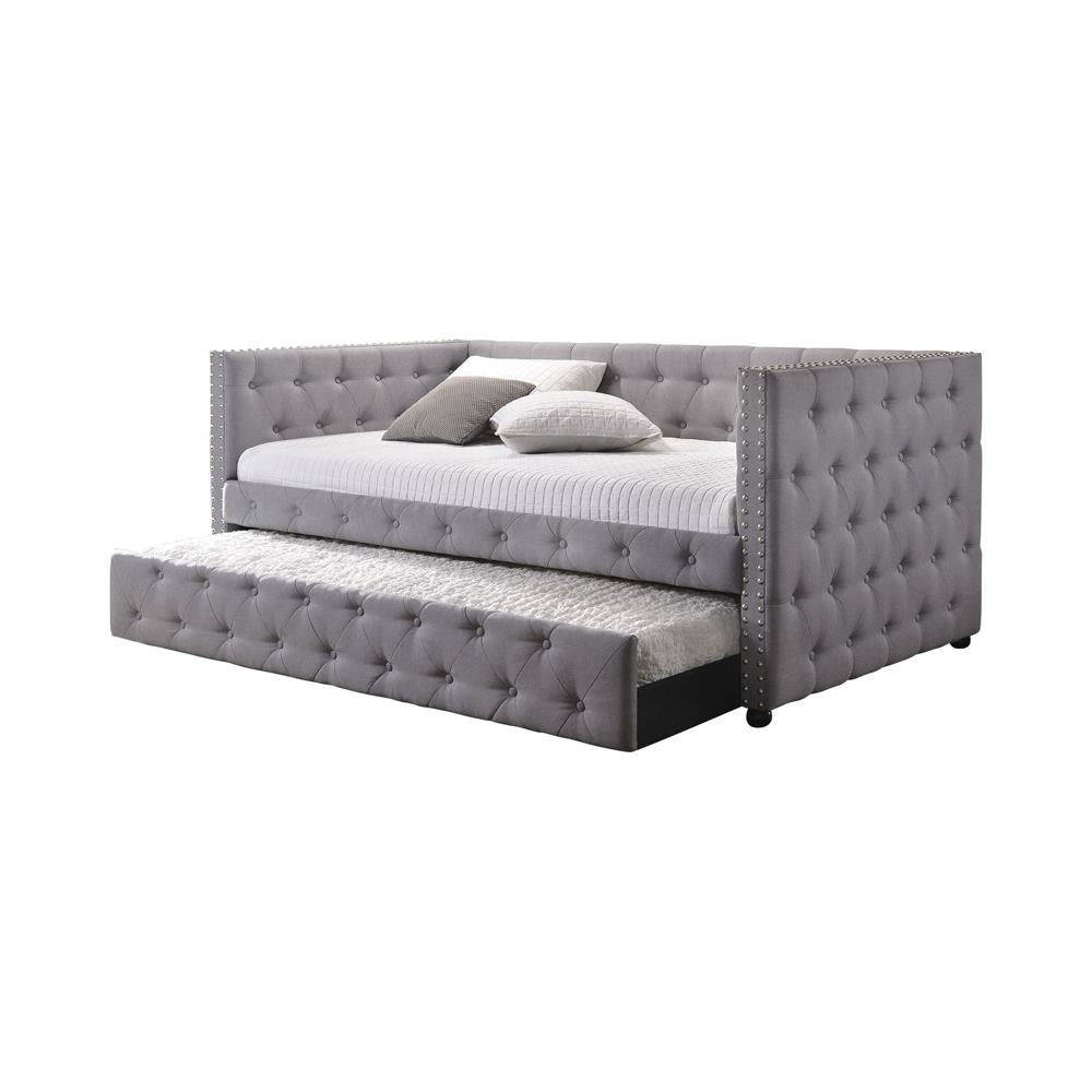 Mockern Tufted Upholstered Daybed With Trundle Grey