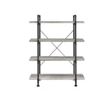 Delray 4-Tier Open Shelving Bookcase Grey Driftwood And Black