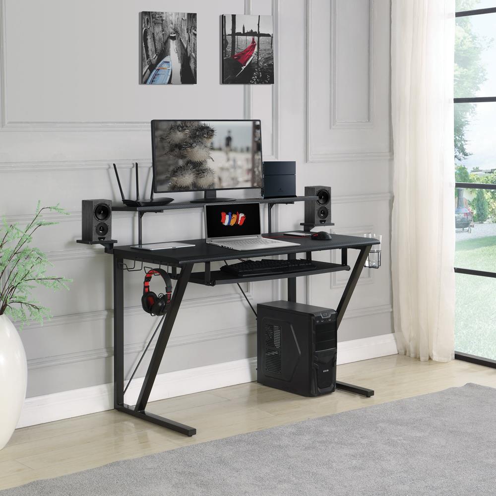 Wedalia Gaming Desk With Cup Holder Gunmetal