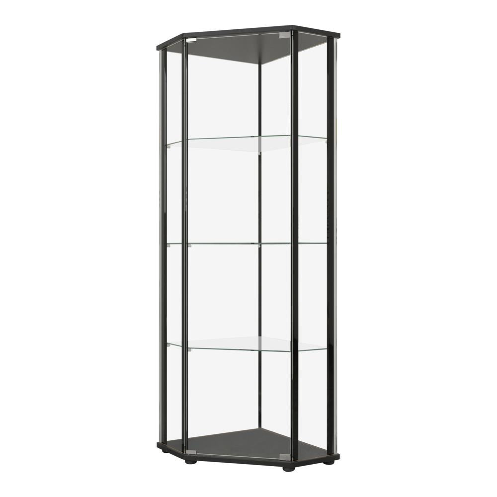 Zenobia Glass Shelf Curio Cabinet Clear And Black