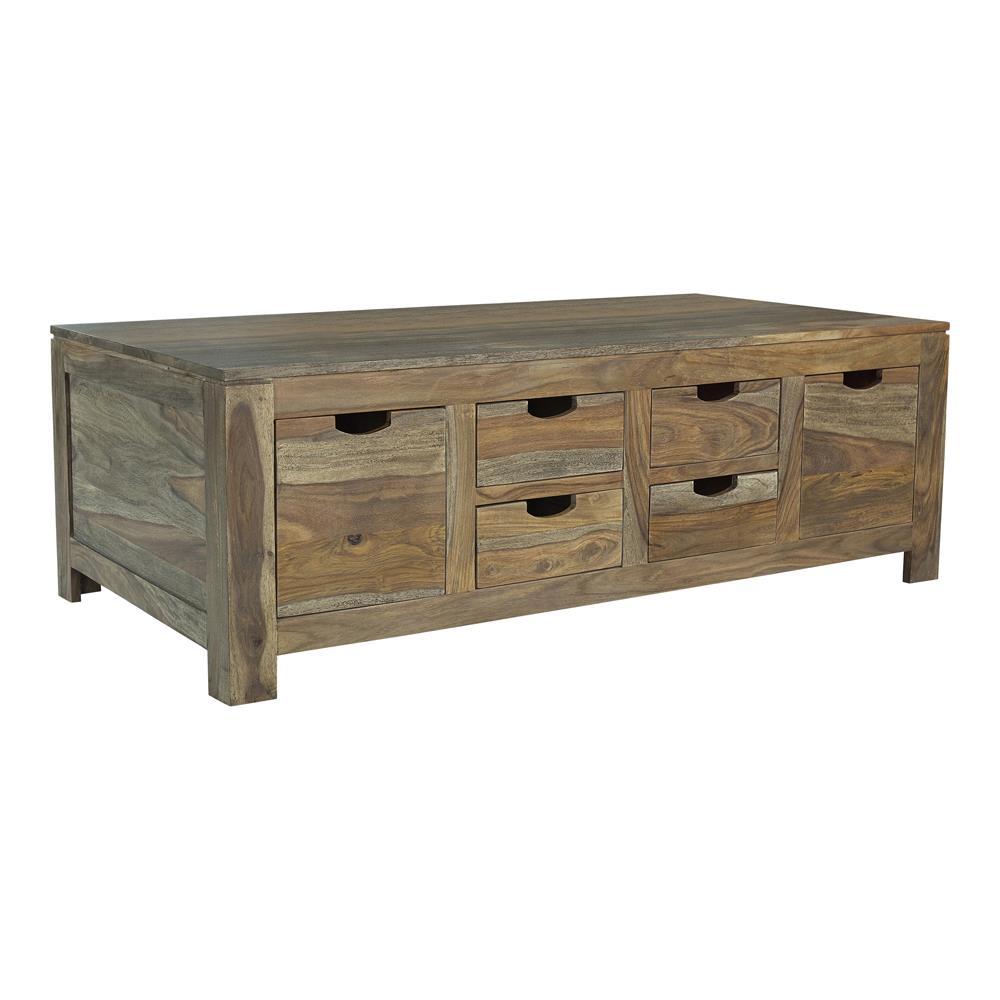 Esther 6-Drawer Storage Coffee Table Natural Sheesham