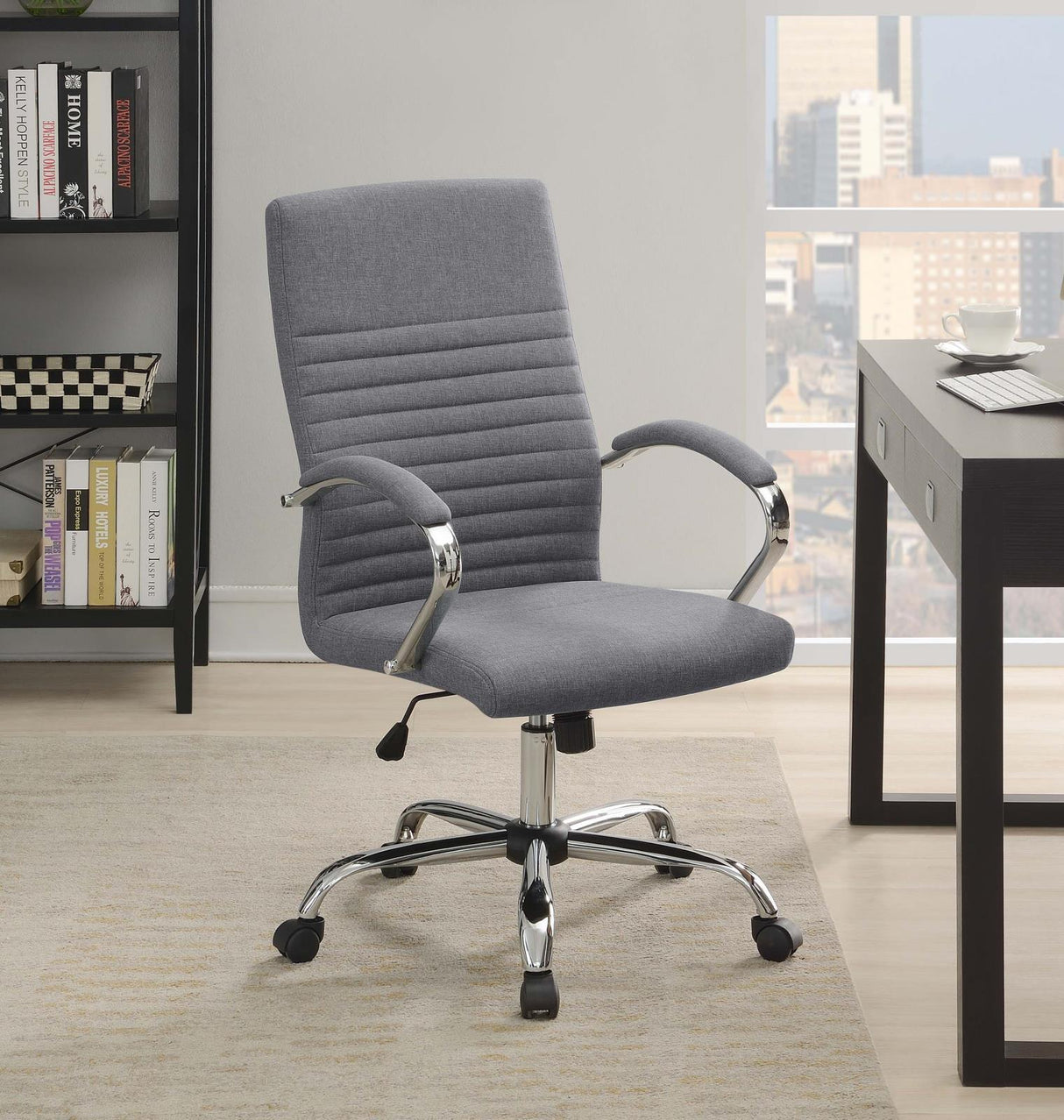 Abisko Upholstered Office Chair With Casters Grey And Chrome