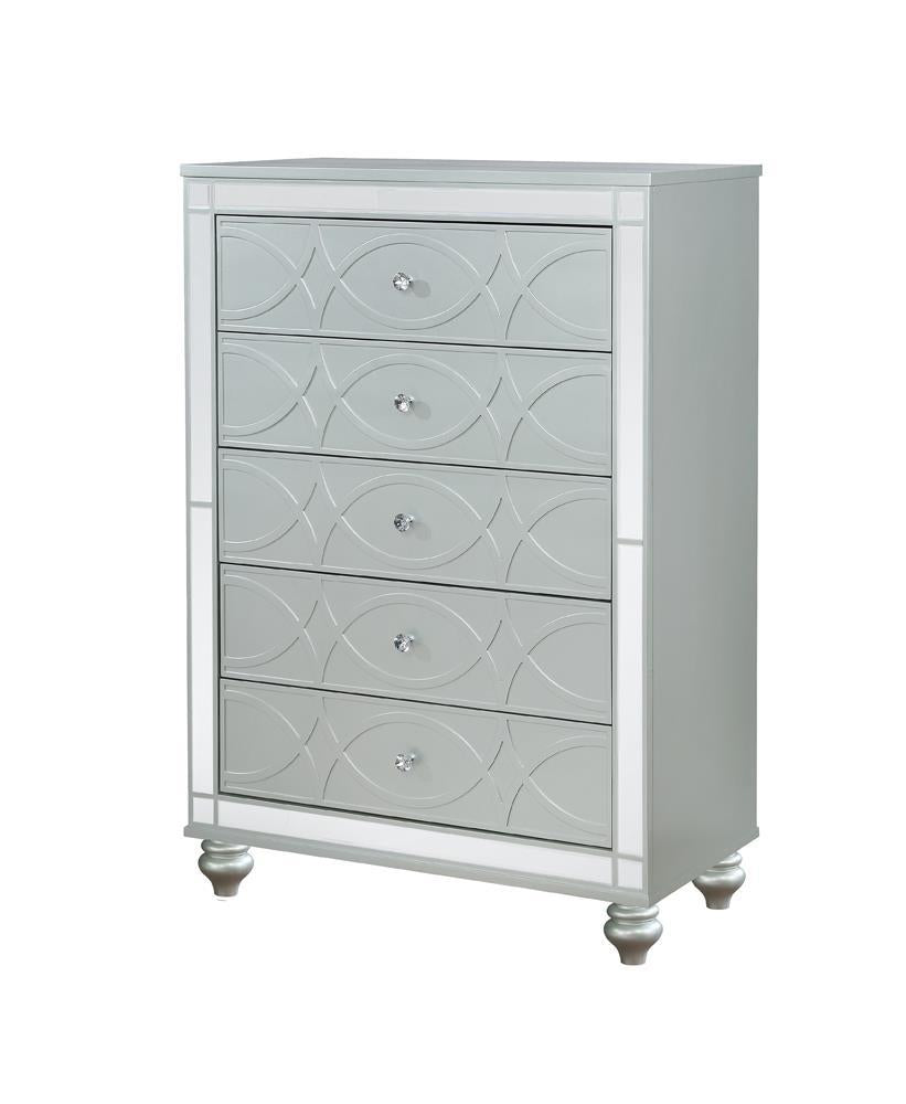 Gunnison 5-Drawer Chest Silver Metallic