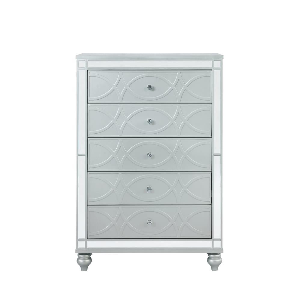 Gunnison 5-Drawer Chest Silver Metallic