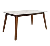 Everett Faux Marble Top Dining Table Natural Walnut And White