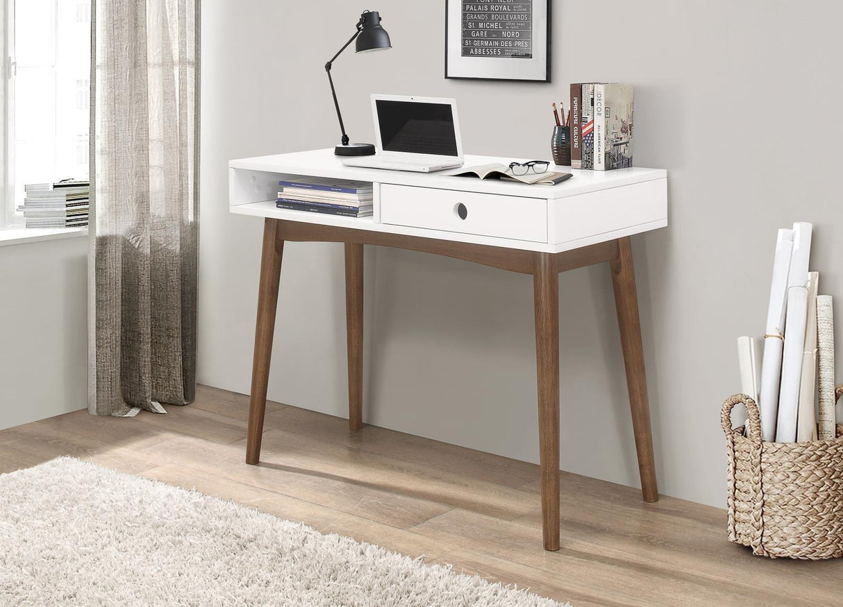 Bradenton 1-Drawer Writing Desk White And Walnut