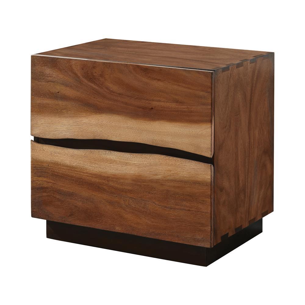 Winslow 2-Drawer Nightstand Smokey Walnut And Coffee Bean