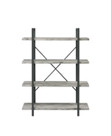 Cole 4-Shelf Bookcase Grey Driftwood And Gunmetal