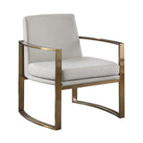 Cory Concave Metal Arm Accent Chair Cream And Bronze