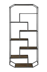 Leland 6-Shelf Bookcase Rustic Brown And Dark Grey