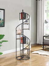 Roseglen 8-Shelf Staircase Bookcase Rustic Brown And Black