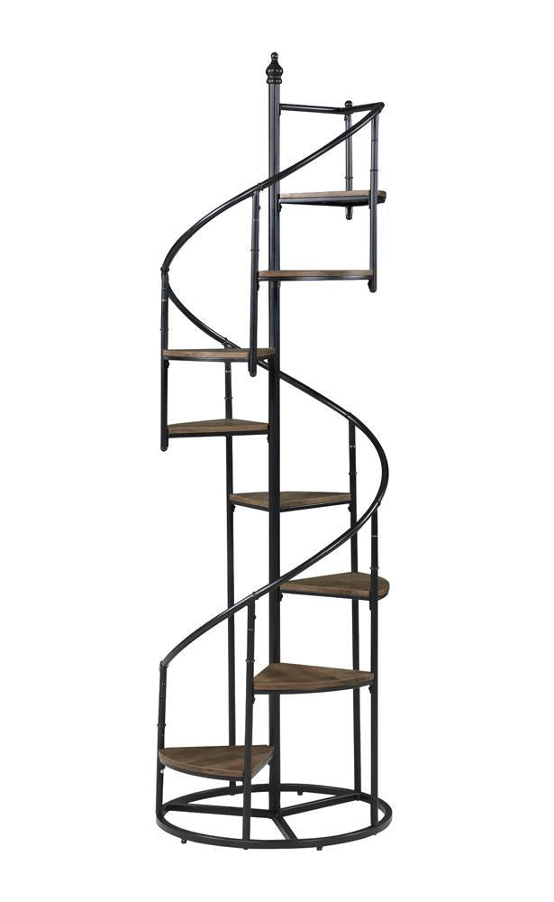 Roseglen 8-Shelf Staircase Bookcase Rustic Brown And Black