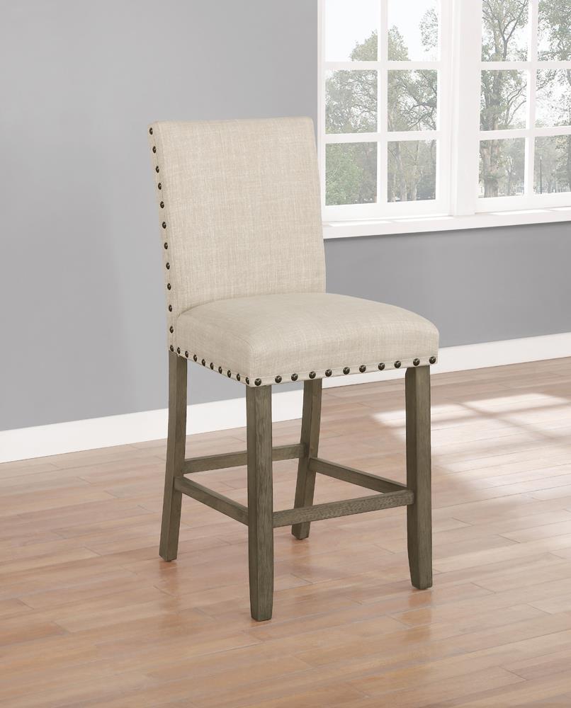 Ralland Upholstered Counter Height Stools With Nailhead Trim Beige (Set Of 2)