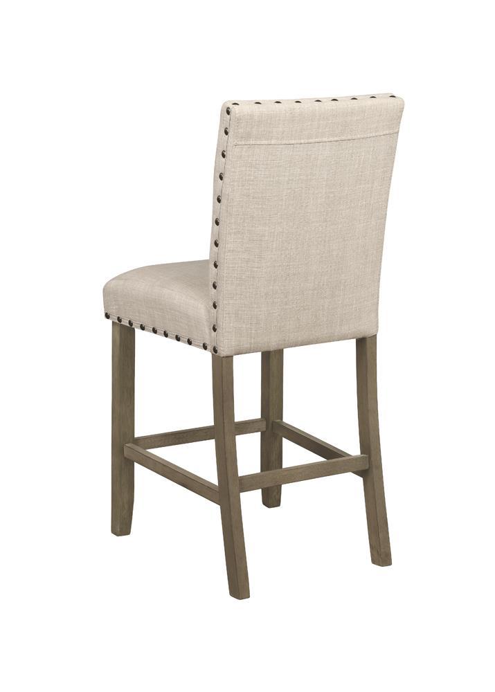 Ralland Upholstered Counter Height Stools With Nailhead Trim Beige (Set Of 2)