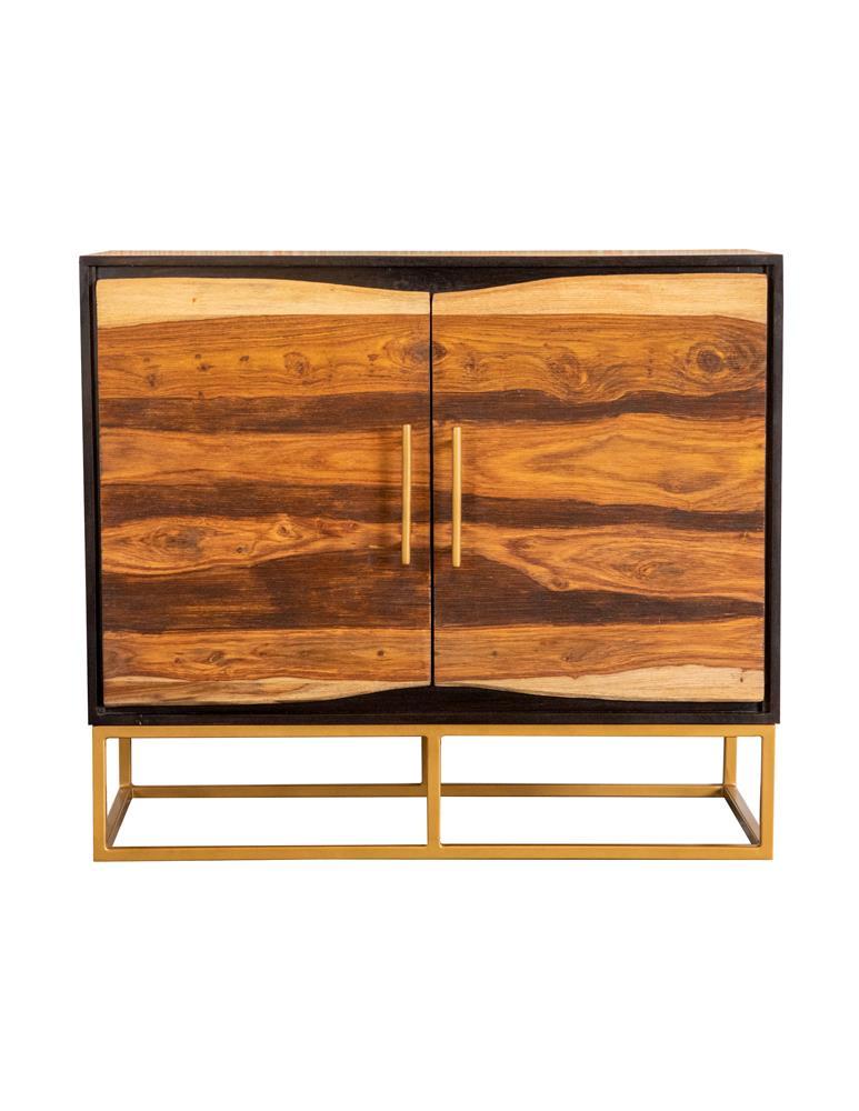 Zara 2-Door Accent Cabinet Black Walnut And Gold