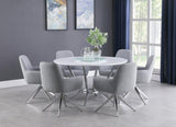 Abby Flare Arm Side Chair Light Grey And Chrome