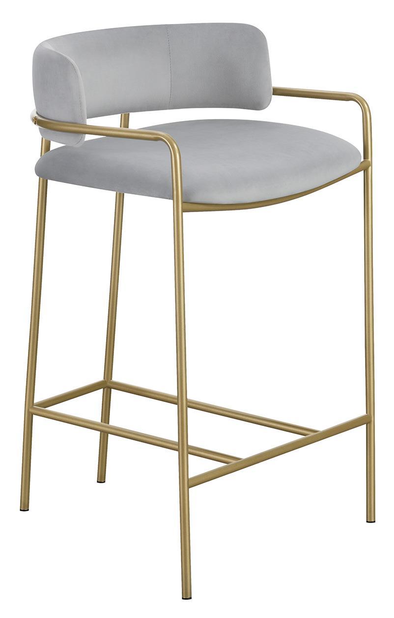 Comstock Upholstered Low Back Stool Grey And Gold