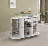 Gideon Crescent Shaped Glass Top Bar Unit With Drawer