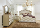 Antonella Upholstered Tufted Eastern King Bed Ivory And Camel