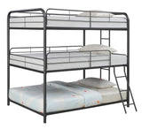 Garner Triple Full Bunk Bed With Ladder Gunmetal