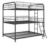 Garner Triple Full Bunk Bed With Ladder Gunmetal